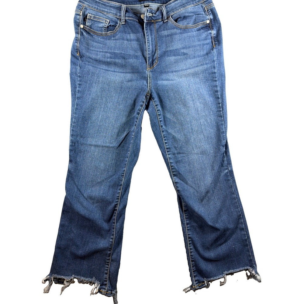 Judy Blue Medium Blue Boot Cut Jeans with Frayed Hem